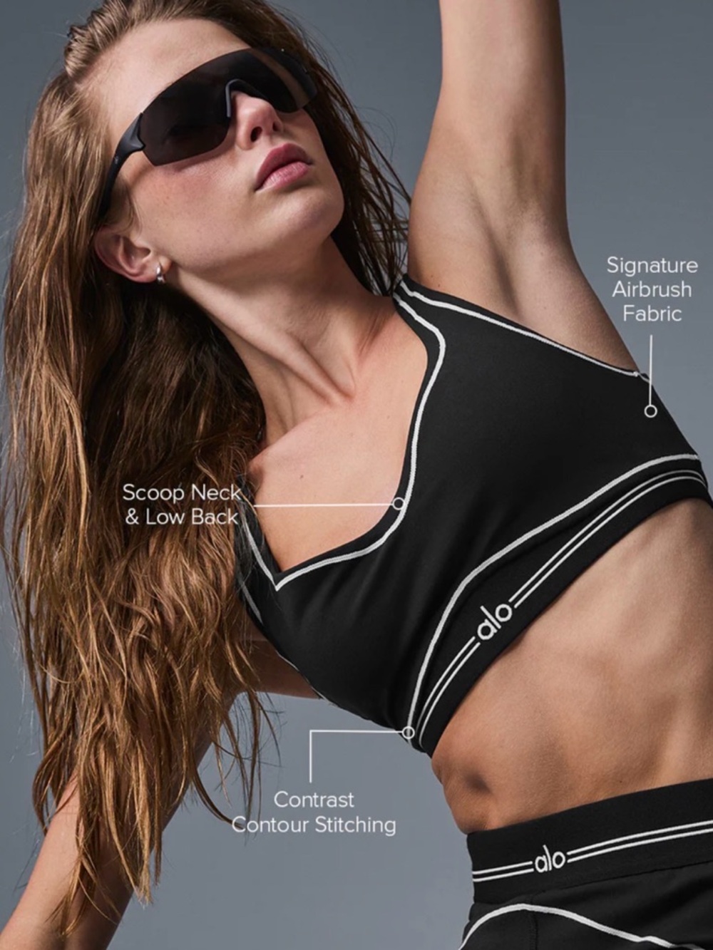 Alo Yoga Airbrush Heart Throb Bra in Black/White